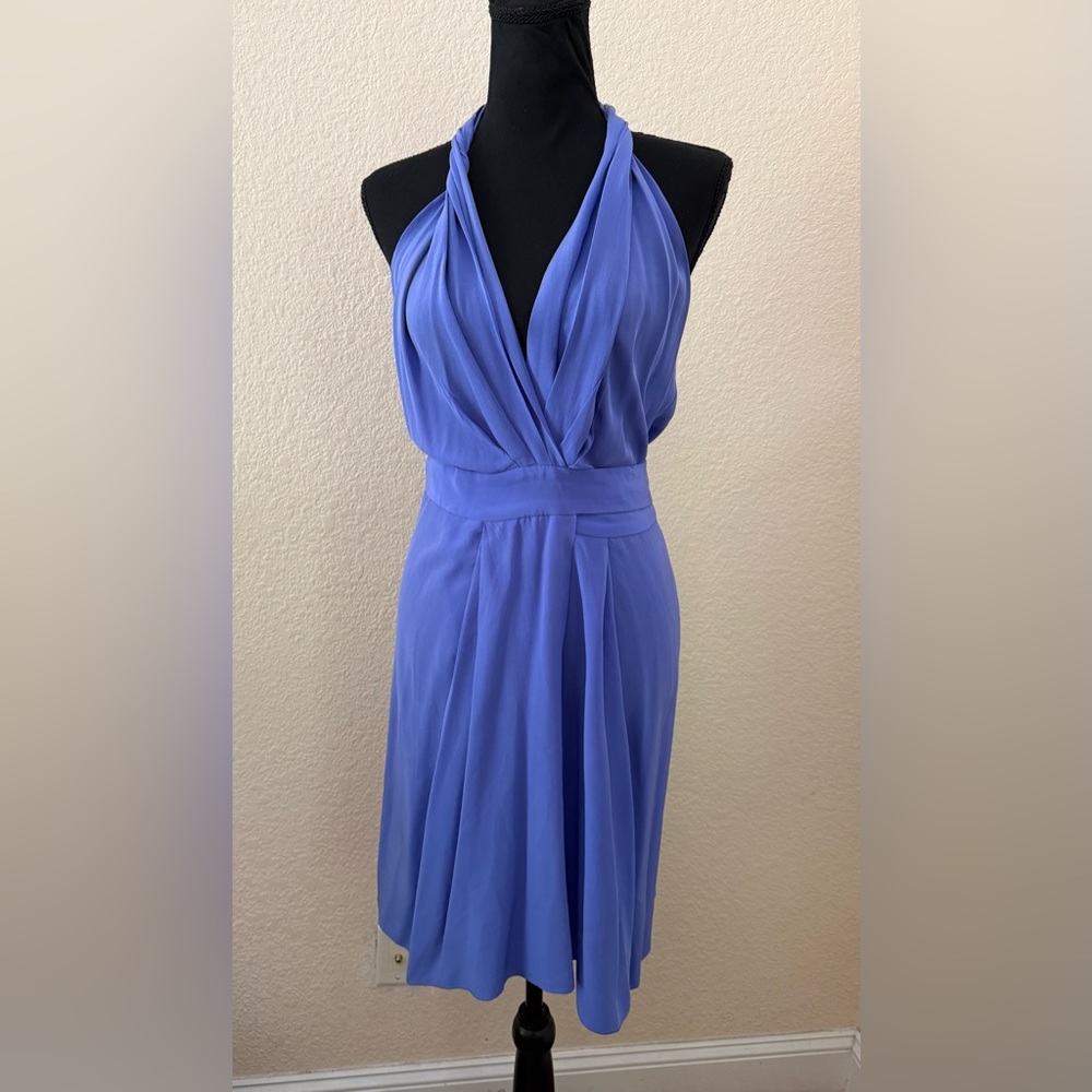 Bianca Spender Silk Periwinkle Grecian Wrap Dress Size 4-6